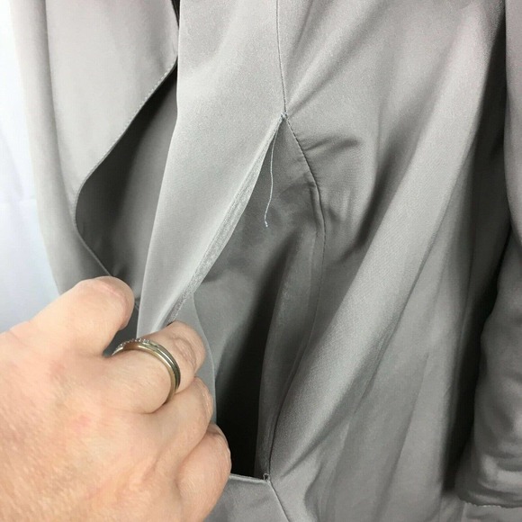 Sympathy by SW Jacket Womens Sz M Asymmetrical Beige Pockets Duster Long Pockets - Picture 7 of 7